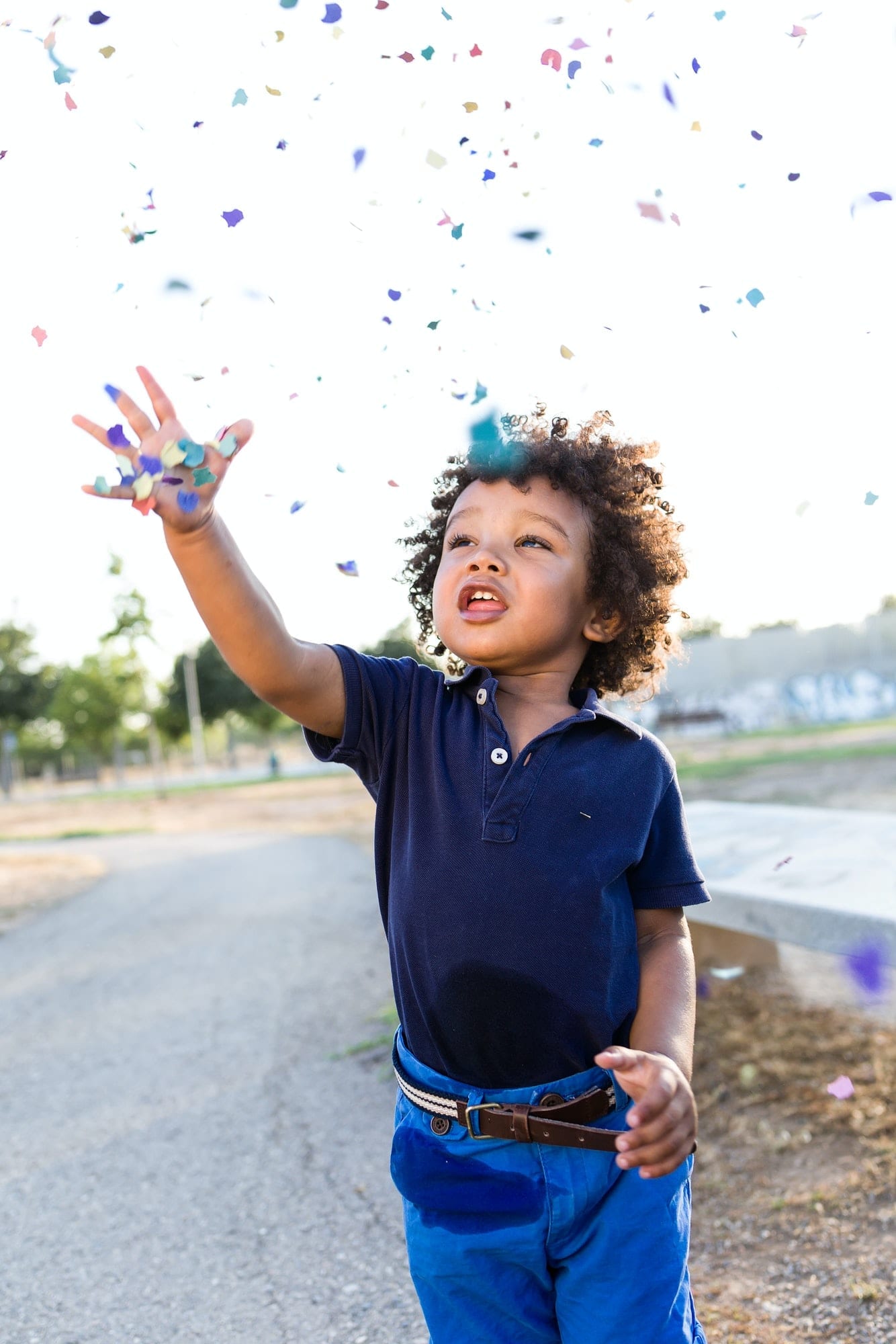 African american baby having fun in the park.